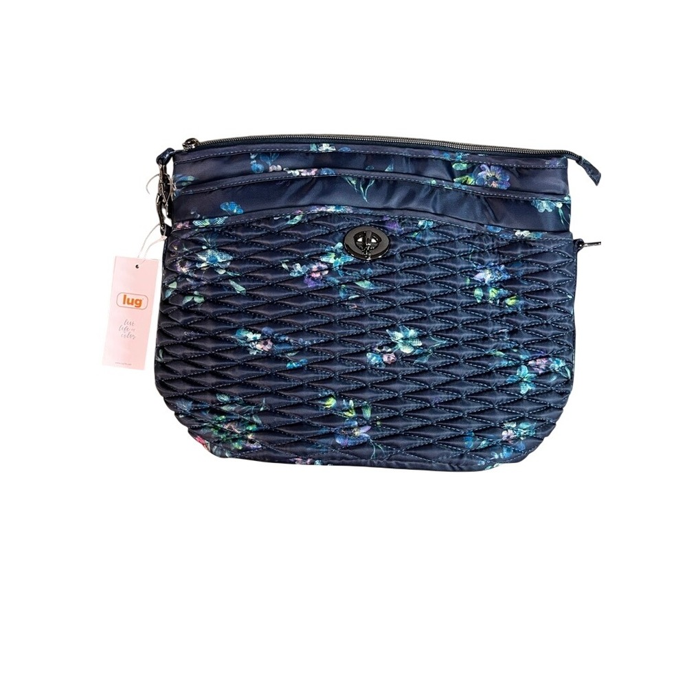 NWT Lug Midnight Floral Navy Quilted Crossbody Bag Turn Lock Zippered Purse NEW
